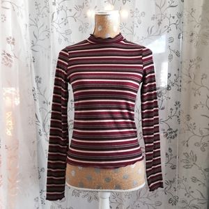 Cute Striped Long Sleeved w/ Lettuce Trim